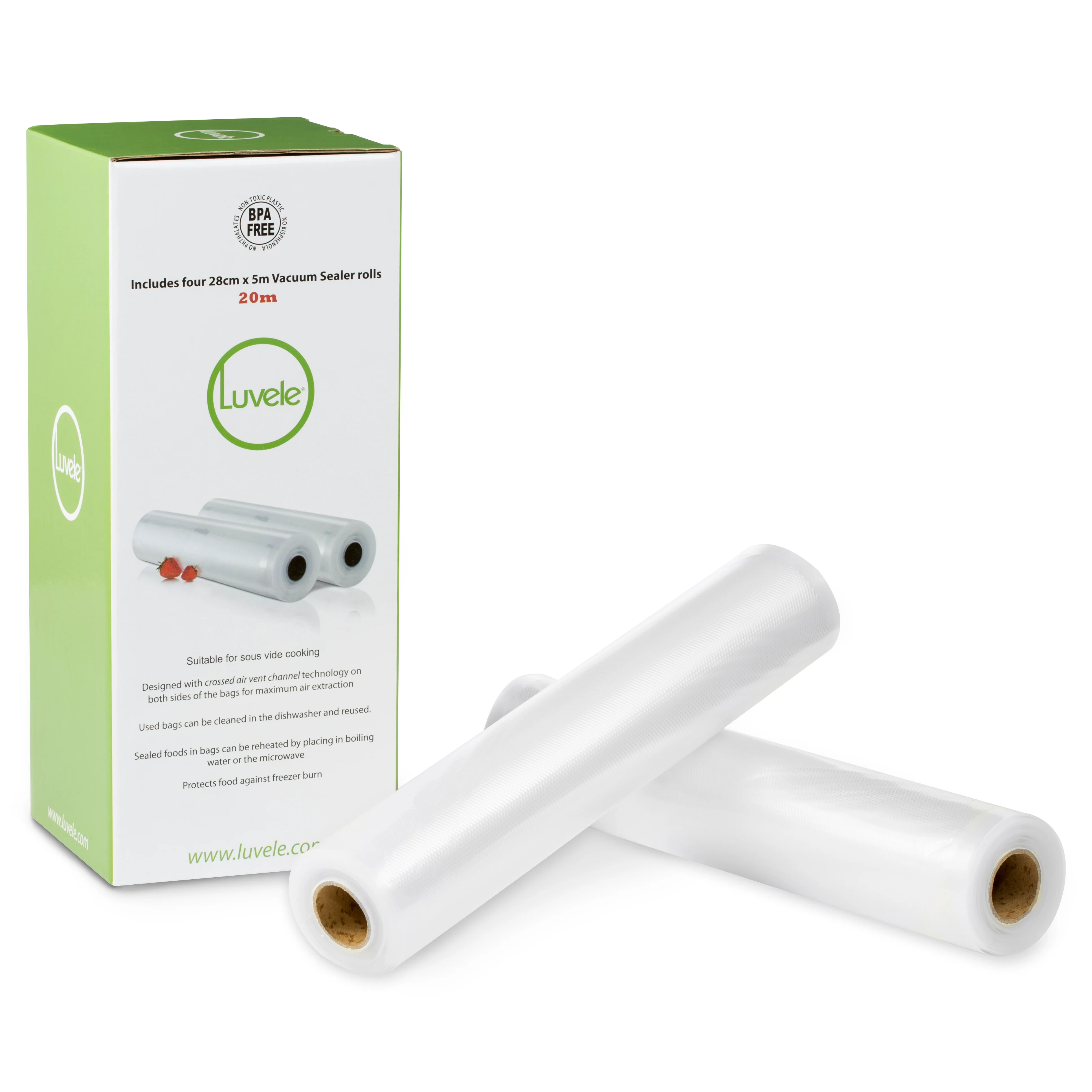 Luvele Vacuum Sealer Bag Rolls | 28cm by 20m Sous Vide Bags - Image 2